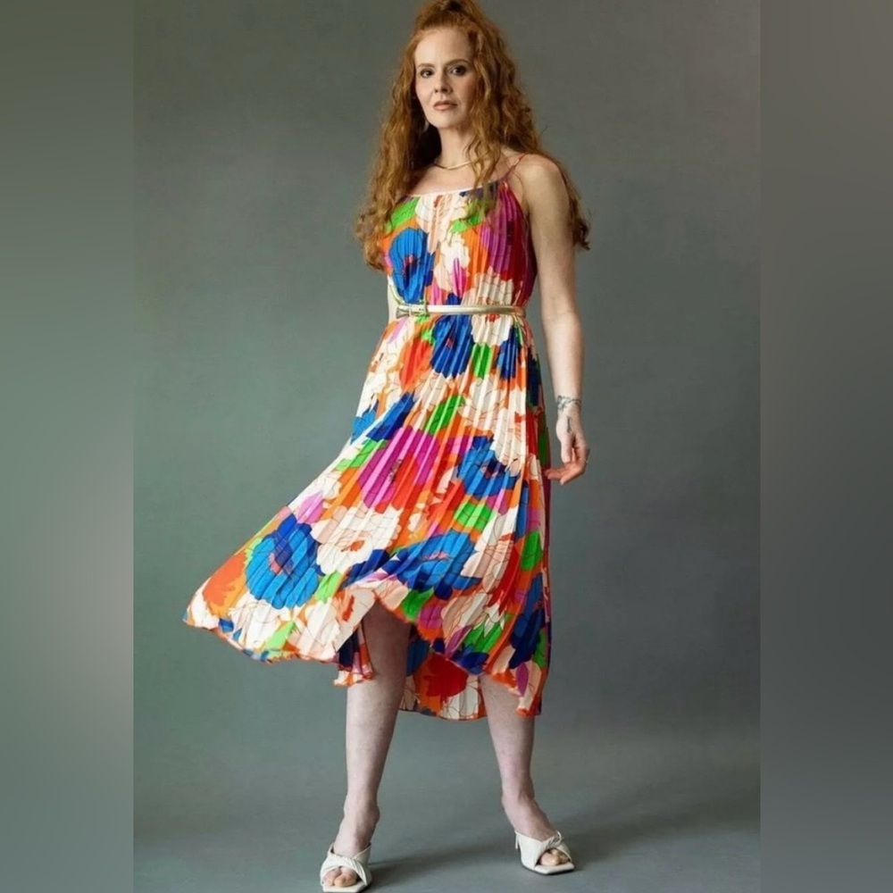 Sam Edelman Retro Multicolor Floral Midi Flowy Dress